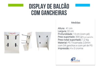 Display de Balcão com Gancheiras