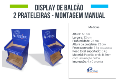 Display de Balcão com 2 Prateleiras Manual