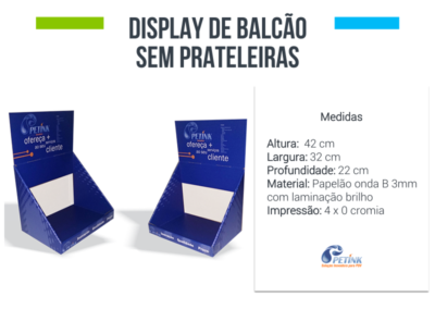 Display de Balcão sem Prateleiras Manual